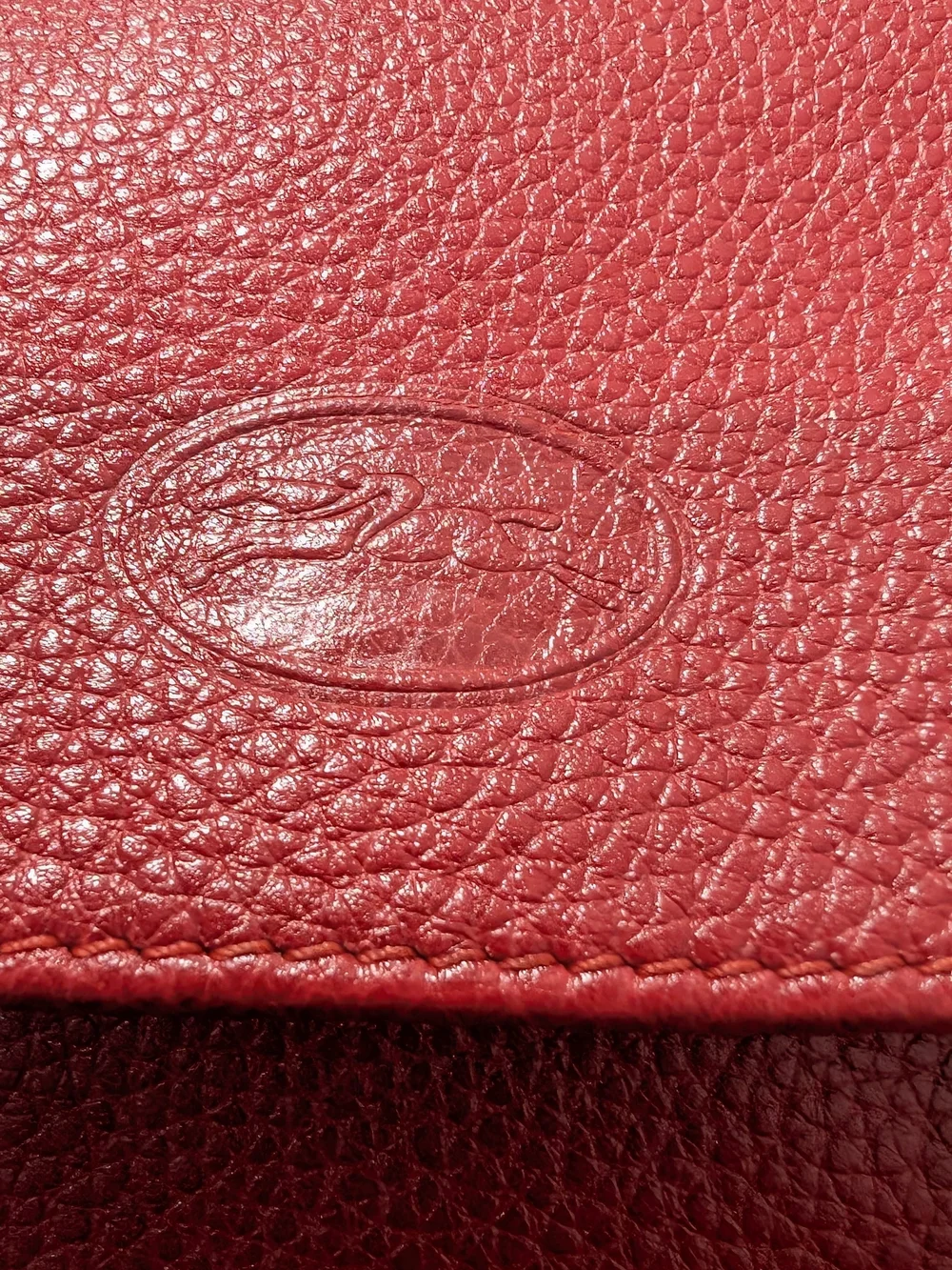 Vintage Red Pebble Leather Longchamp Backpack